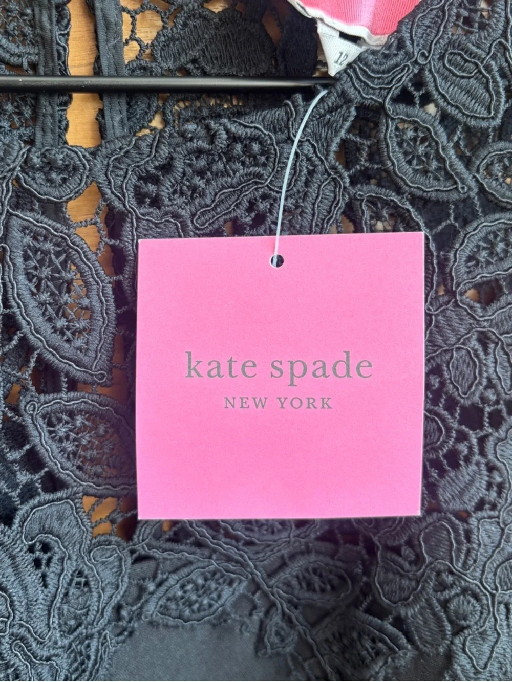 NWT Kate Spade Ribbon Lace Applique Crepe Dress, Size‎ 12
